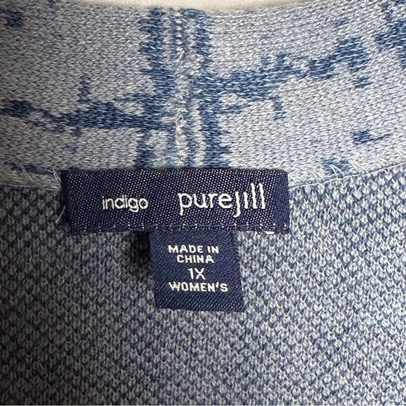 J. Jill Pure Jill Indigo Artisanal Open Cardigan sz 1X - Picture 3 of 12